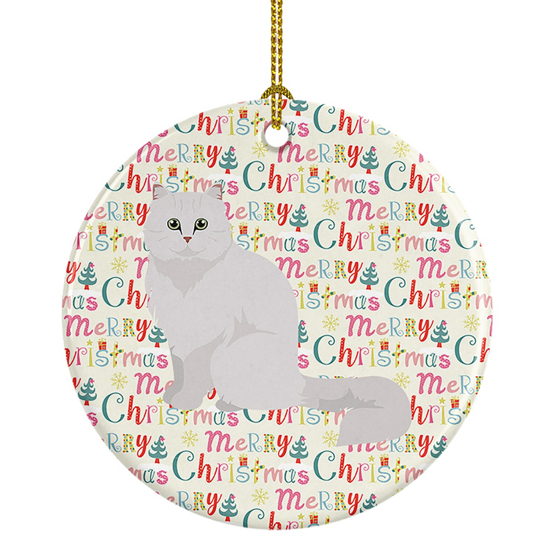 Chinchilla Persian Longhair Cat Christmas Ornament - Personalized Ceramic Holiday Decoration