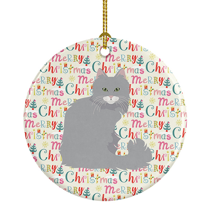 Norwegian Forest Cat Christmas Ornament - Festive Ceramic Holiday Decor for Cat Lovers