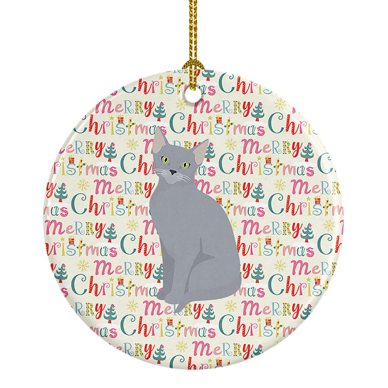 Russian Blue Cat Christmas Ceramic Ornament - Personalized Festive Holiday Decor