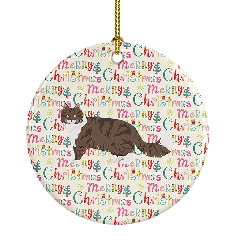 Norwegian Forest Cat Christmas Ornament - Personalized Ceramic Holiday Decor