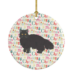 Elegant Personalized Black Persian Cat Christmas Ceramic Ornament – Holiday Décor