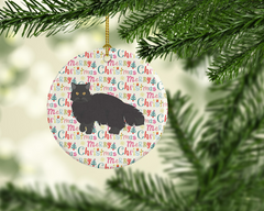 Elegant Personalized Black Persian Cat Christmas Ceramic Ornament – Holiday Décor