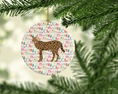 Savannah Cat Christmas Ceramic Ornament - Personalized Festive Holiday Decor