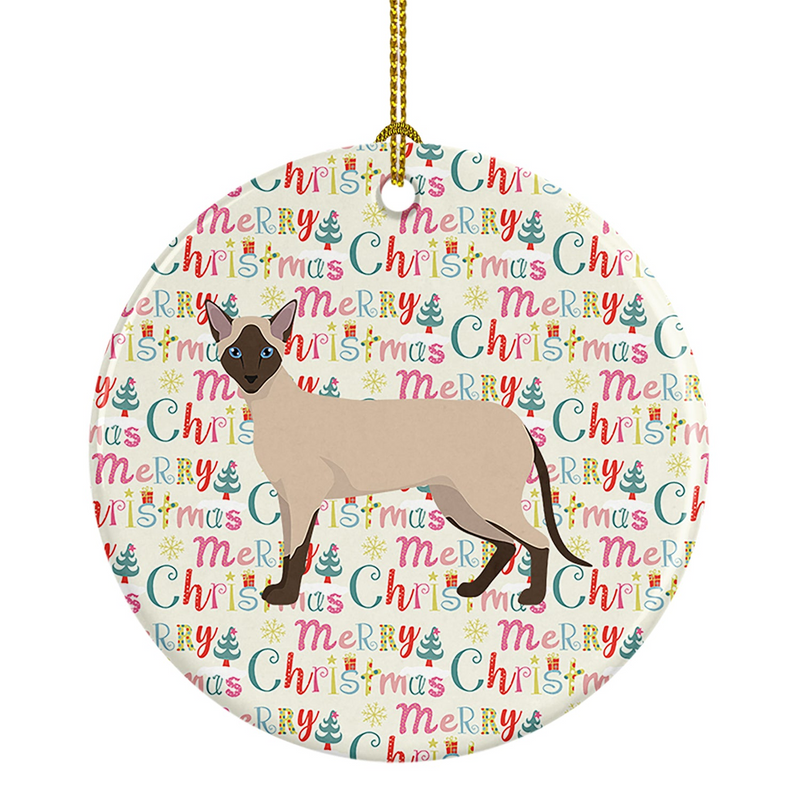 Siamese Modern #2 Cat Christmas Ceramic Ornament – Personalized Holiday Decoration