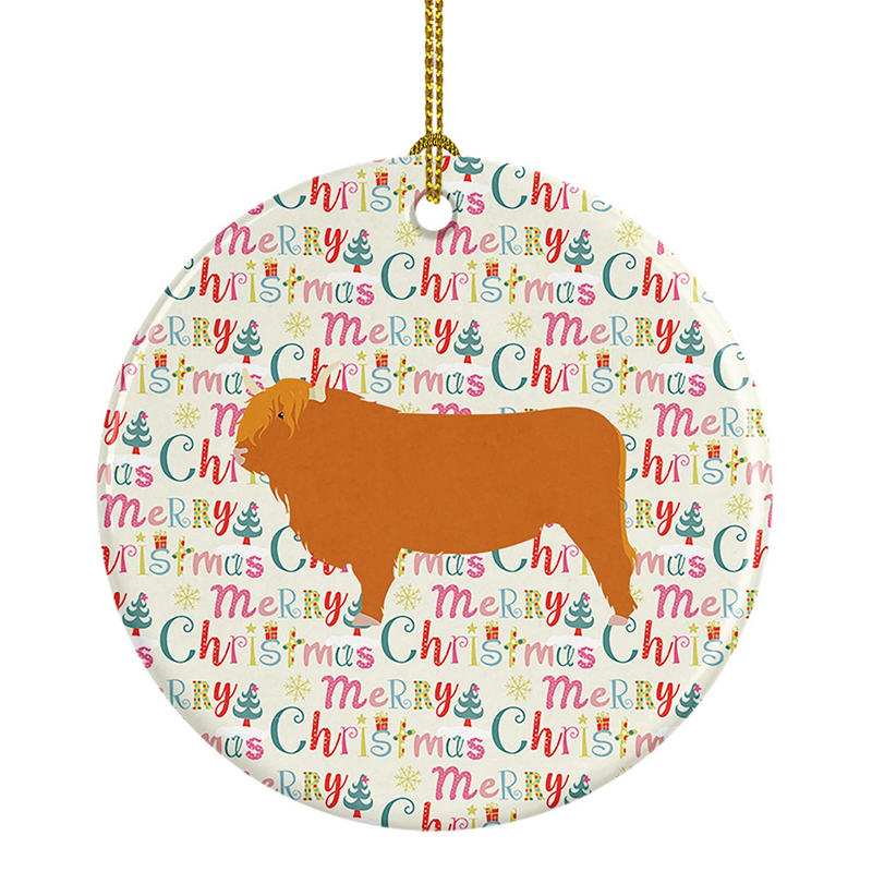 Highland Cow Christmas Ornament - Personalized Ceramic Keepsake, Handcrafted in USA