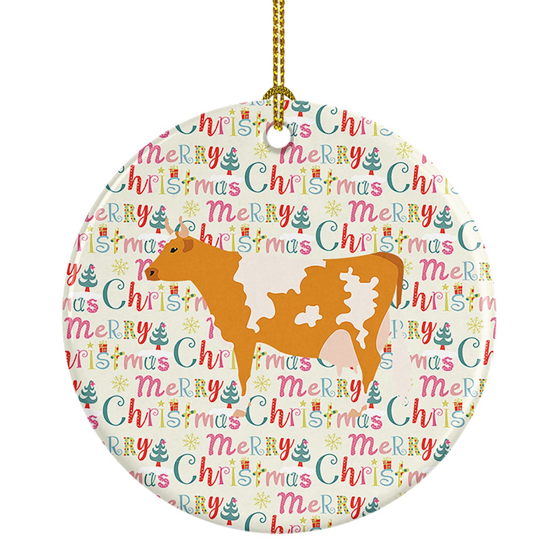 Guernsey Cow Christmas Ceramic Ornament - Personalized Holiday Décor | Perfect Festive Gift