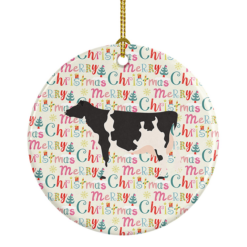 Personalized Holstein Cow Christmas Ornament - Handmade Ceramic Farm Animal Keepsake, Festive Holiday Decoration