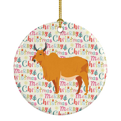 Zebu Indicine Cow Christmas Ceramic Ornament - Add Festive Farm Charm to Your Tree