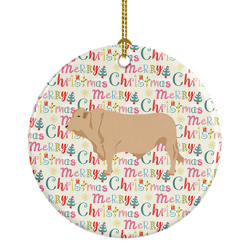 Charolais Cow Christmas Ceramic Ornament - Festive and Personalizable Holiday Decor