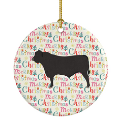 Charming Black Angus Cow Christmas Ceramic Ornament - Personalized Holiday Decor