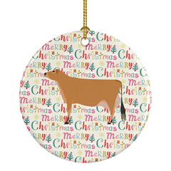 Jersey Cow Christmas Ceramic Ornament - Personalized Festive Holiday Decor