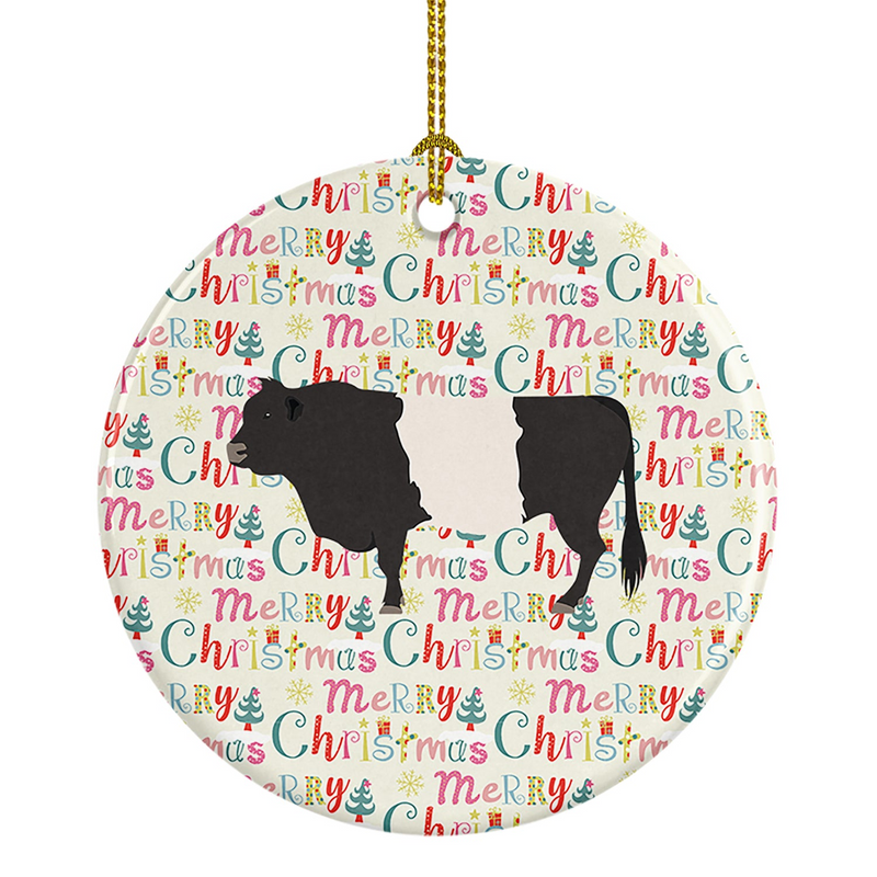 Belted Galloway Cow Christmas Ornament - Personalized Ceramic Holiday Décor, Perfect Gift for Animal Lovers