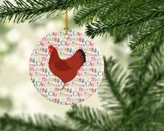 New Hampshire Red Chicken Christmas Ornament - Festive Handcrafted Porcelain Keepsake