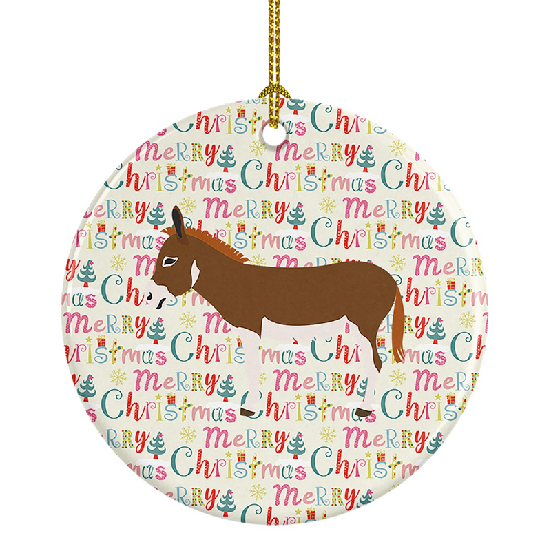 Personalized Miniature Mediterranean Donkey Christmas Ceramic Ornament - Unique Holiday Decoration