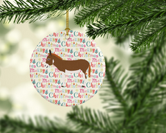 Personalized Miniature Mediterranean Donkey Christmas Ceramic Ornament - Unique Holiday Decoration