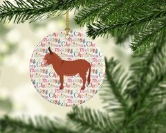 Irish Donkey Christmas Ceramic Ornament - Personalized Festive Holiday Keepsake, Perfect for Pet Lovers