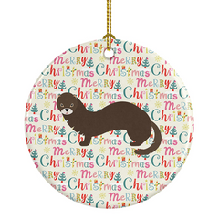 Personalized Russian or European Mink Christmas Ceramic Ornament - Festive Holiday Decoration