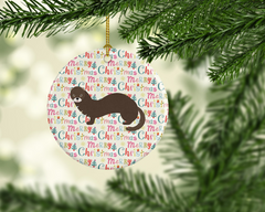 Personalized Russian or European Mink Christmas Ceramic Ornament - Festive Holiday Decoration