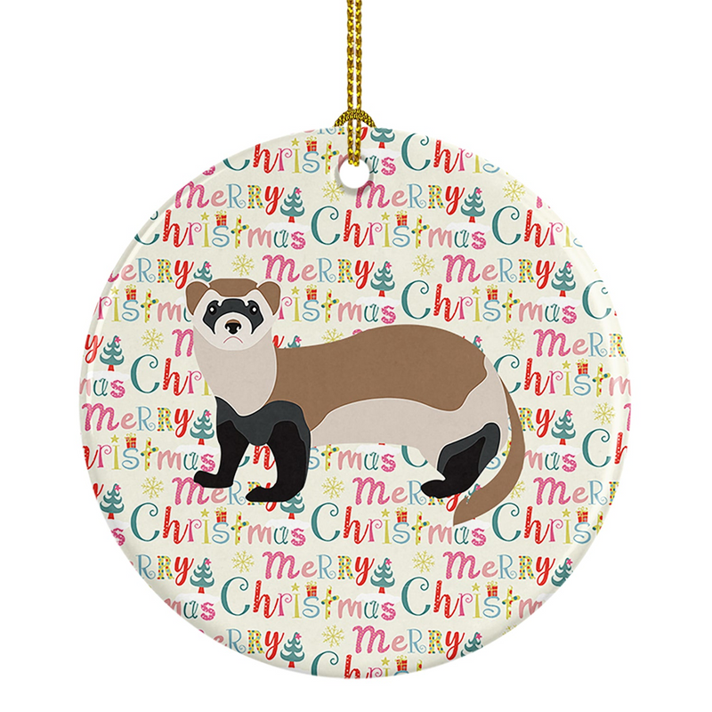 Ferret Christmas Ceramic Ornament - Personalized Holiday Decor, Vibrant Full-Color Artwork, Perfect Pet Lover Gift