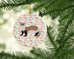 Ferret Christmas Ceramic Ornament - Personalized Holiday Decor, Vibrant Full-Color Artwork, Perfect Pet Lover Gift