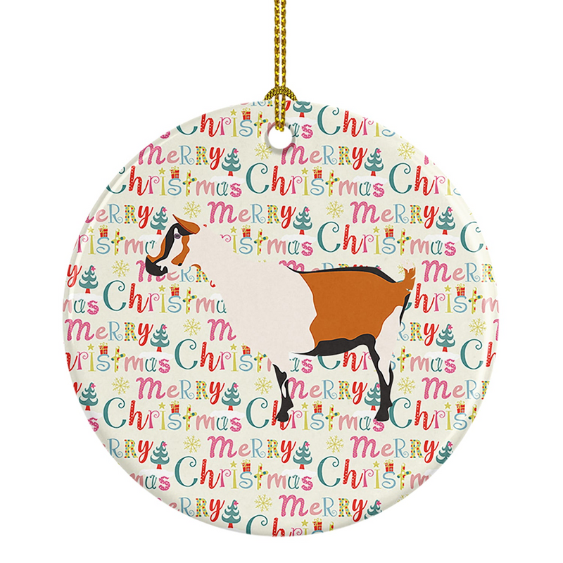 Alpine Goat Christmas Ceramic Ornament - Personalized Festive Holiday Tree Decor