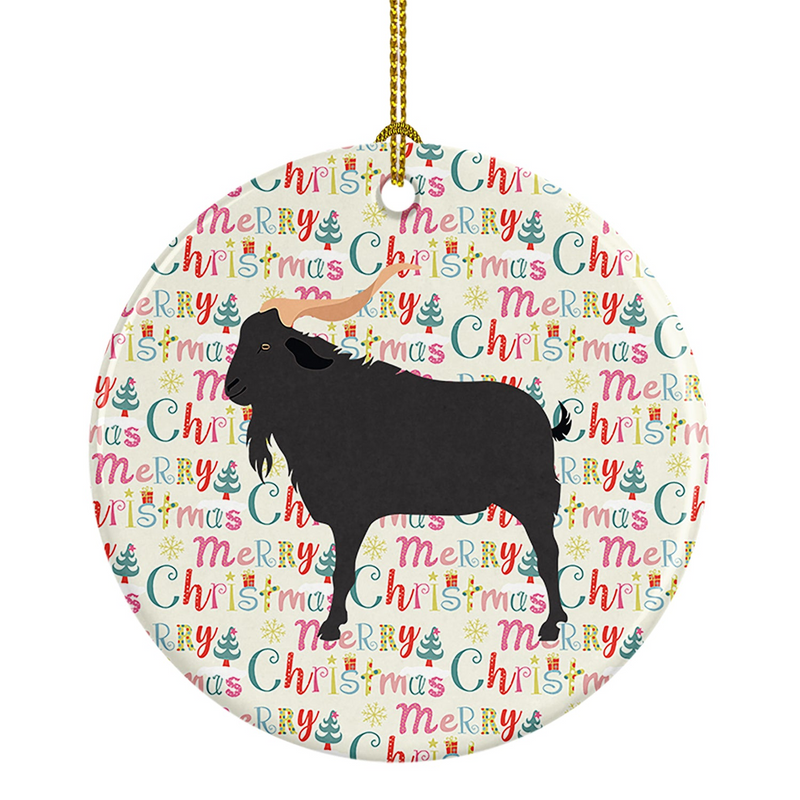 Verata Goat Christmas Ceramic Ornament - Personalized Holiday Decoration with Vibrant Artwork, Made in the USA