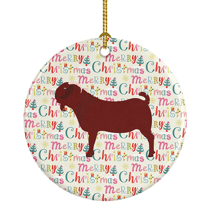 Kalahari Red Goat Christmas Ceramic Ornament - Festive Farm Animal Decor for Your Holiday Tree