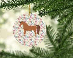 Arabian Horse Christmas Ceramic Ornament - Elegant Holiday Artwork for Your Tree