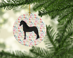 Friesian Horse Christmas Ceramic Ornament - Personalized & Handmade Holiday Decor - Unique Gift Idea