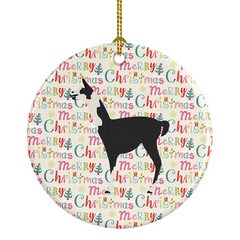 Llama Q' Ara Christmas Ceramic Ornament - Festive & Personalized Holiday Decor | Vibrant Llama Artwork