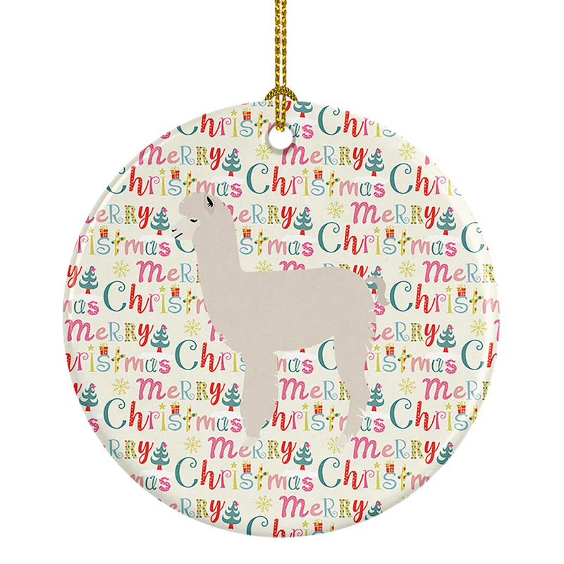 Charming Alpaca Christmas Ceramic Ornament - Personalized Holiday Décor, Handcrafted in the USA