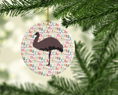 Personalized Emu Christmas Ceramic Ornament - Festive Porcelain Holiday Decor