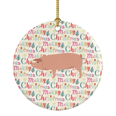 Charming American Landrace Pig Christmas Ceramic Ornament – Perfect Holiday Decor & Personalized Keepsake