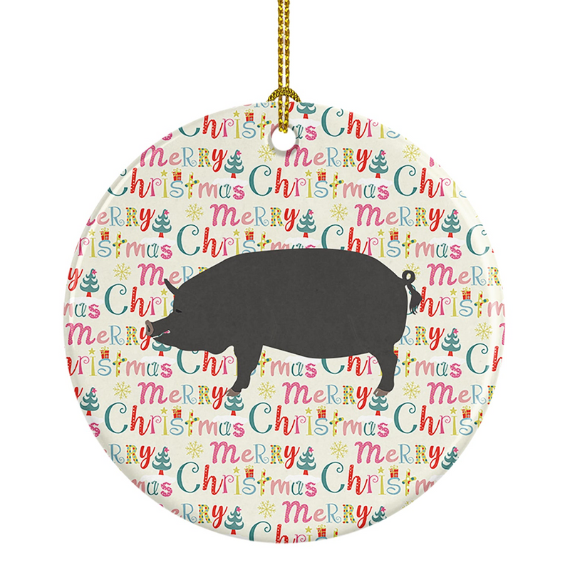 Berkshire Pig Christmas Ceramic Ornament – Personalized Holiday Décor | Unique Keepsake for Festive Trees