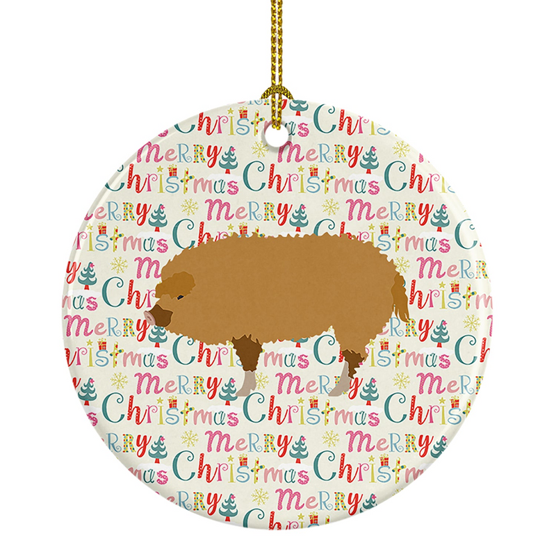 Hungarian Mangalica Pig Christmas Ceramic Ornament – Personalized & Unique Holiday Decor