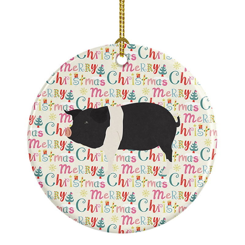 Hampshire Pig Christmas Ornament - Personalized Porcelain Holiday Décor | Festive Ceramic Keepsake