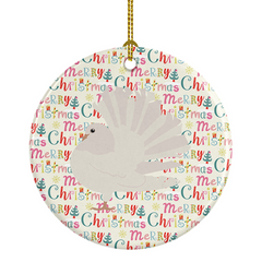 Silver Fantail Pigeon Christmas Ceramic Ornament - Personalized Festive Holiday Decor - Made in USA