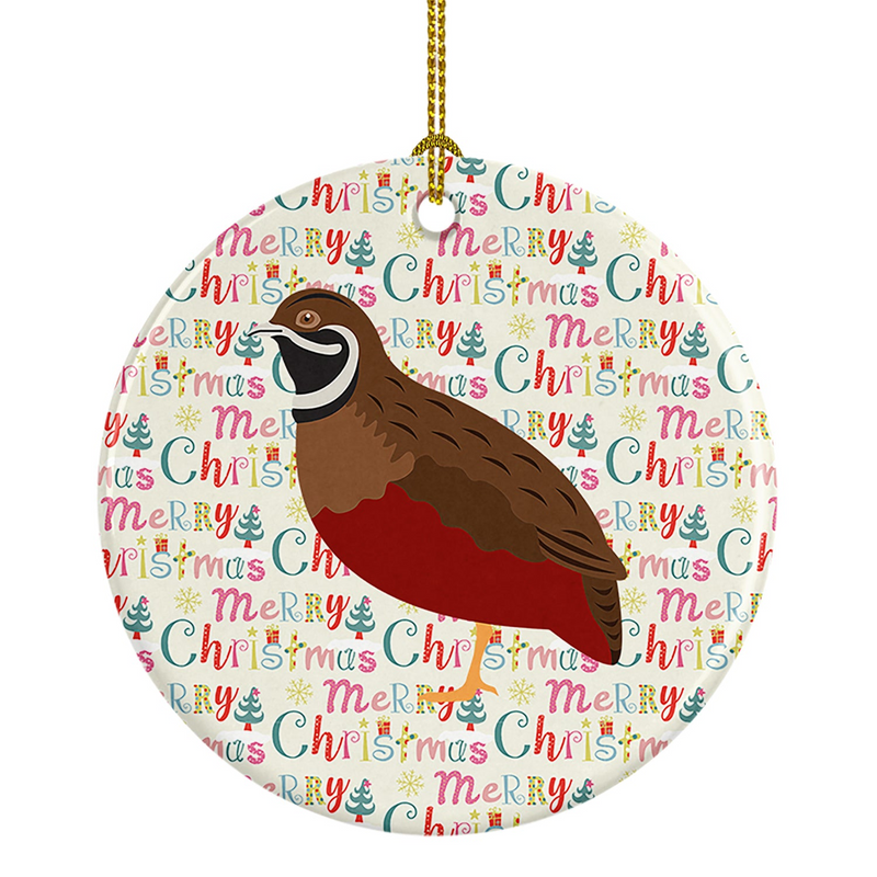 Festive Chinese Painted or King Quail Christmas Ceramic Ornament - Personalized Holiday Decor