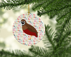 Festive Chinese Painted or King Quail Christmas Ceramic Ornament - Personalized Holiday Decor