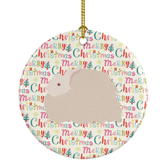 Personalized Fluffy Angora Rabbit Christmas Ornament - Glossy Ceramic Finish | Perfect Holiday Decor