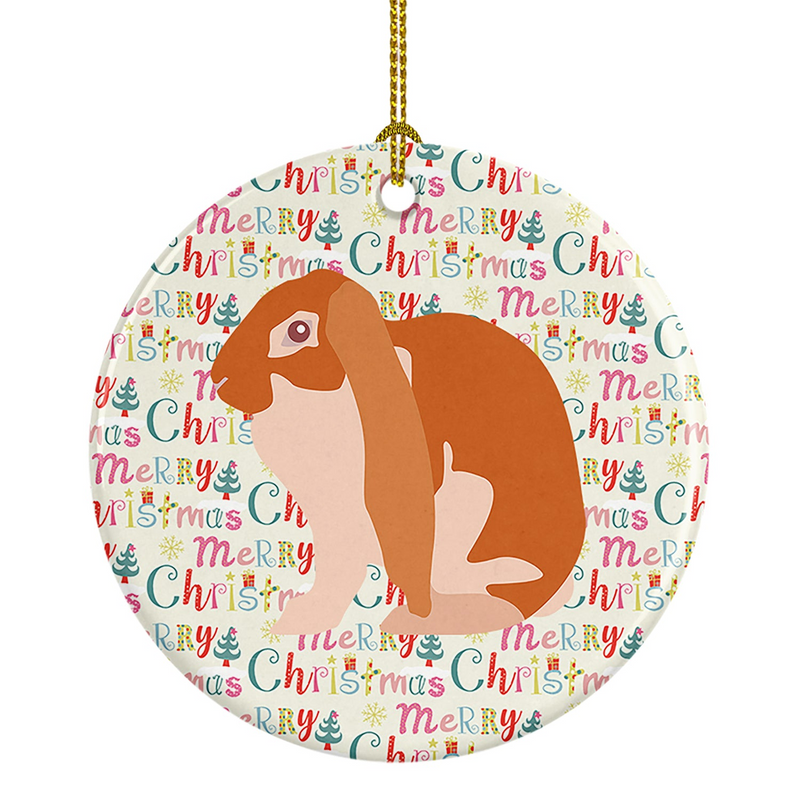 English Lop Rabbit Christmas Ceramic Ornament - Personalized & Festive Holiday Decoration