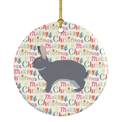 Giant Chinchilla Rabbit Christmas Ceramic Ornament - Festive Pet-Themed Holiday Decor