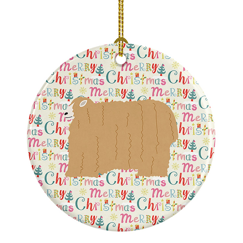 Lincoln Longwool Sheep Christmas Ceramic Ornament - Personalized Festive Holiday Tree Decoration