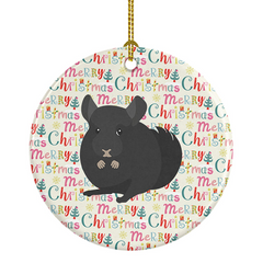 Charcoal Chinchilla Christmas Ceramic Ornament - Personalized Holiday Decor, Pet Lovers Gift