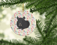 Charcoal Chinchilla Christmas Ceramic Ornament - Personalized Holiday Decor, Pet Lovers Gift