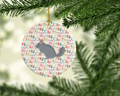 Foggy Chinchilla Christmas Ornament - Ceramic Holiday Decoration with Breed Specific Artwork - Perfect Personalized Gift - 2.8125" Diameter