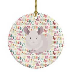 White Dominant Chinchilla Christmas Ornament - Personalized Holiday Decor, Made in USA | Ceramic Charm