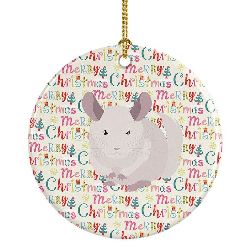 White Dominant Chinchilla Christmas Ornament - Personalized Holiday Decor, Made in USA | Ceramic Charm