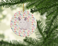 White Dominant Chinchilla Christmas Ornament - Personalized Holiday Decor, Made in USA | Ceramic Charm