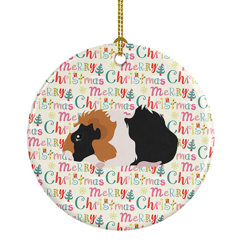 Abyssinian Guinea Pig Christmas Ceramic Ornament - Personalized Holiday Decor, 2.8125-inch Porcelain Keepsake